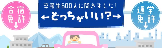 卒業生600人に聞きました！合宿免許と通学免許、どっちがいい？